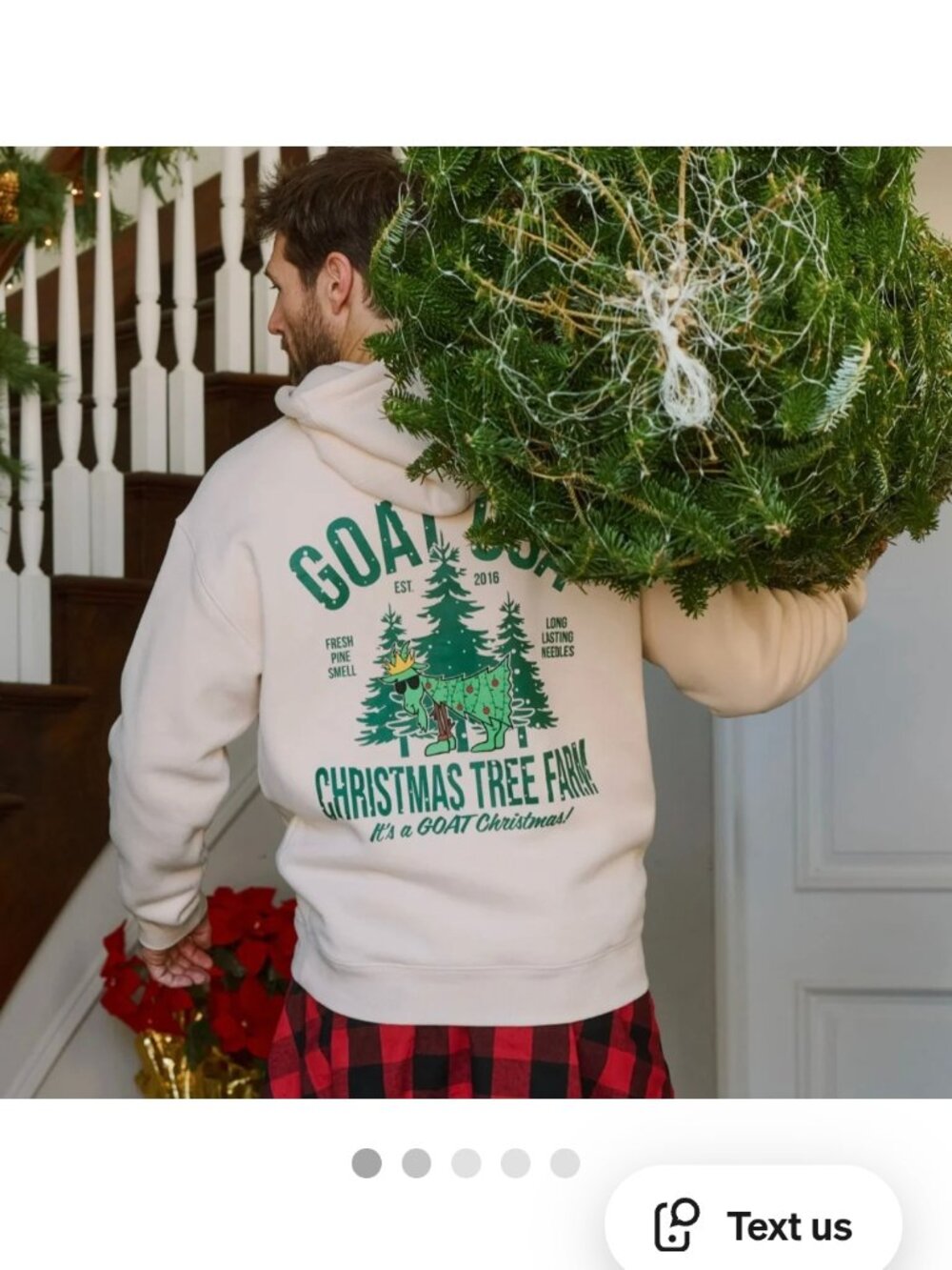 NWT Goat USA Christmas Tree Farm Hoodie.